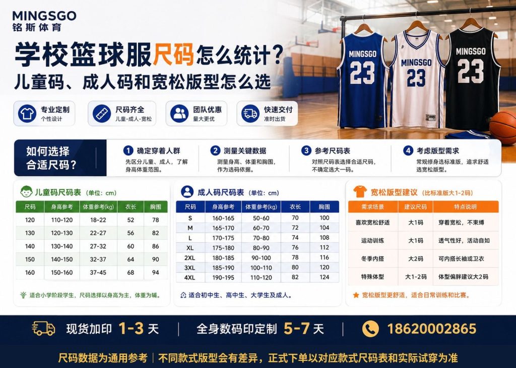 学校篮球服尺码怎么统计 儿童码 成人码和宽松版型怎么选