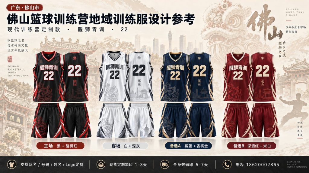 佛山篮球训练营训练服设计参考,醒狮青训22号四套配色方案