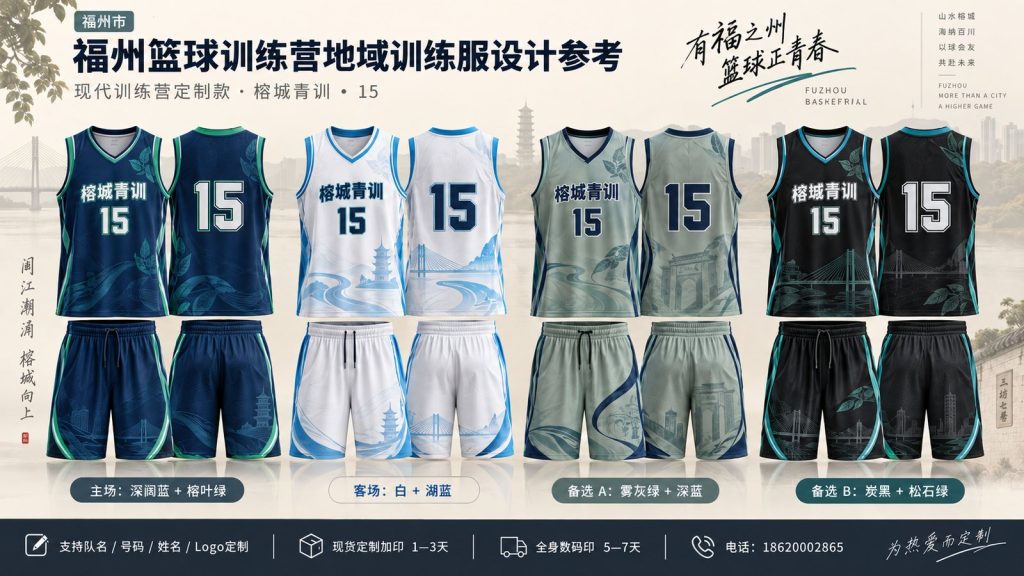 福州篮球训练营训练服设计参考,榕城青训15号四套配色方案