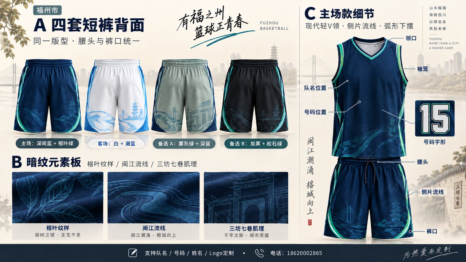 福州篮球训练营训练服细节,榕城青训15号版型与定制位置参考
